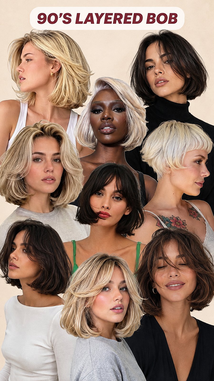The &rsquo;90s layered / bouncy bob &mdash; reference board, Touch&eacute;e Organic Salon