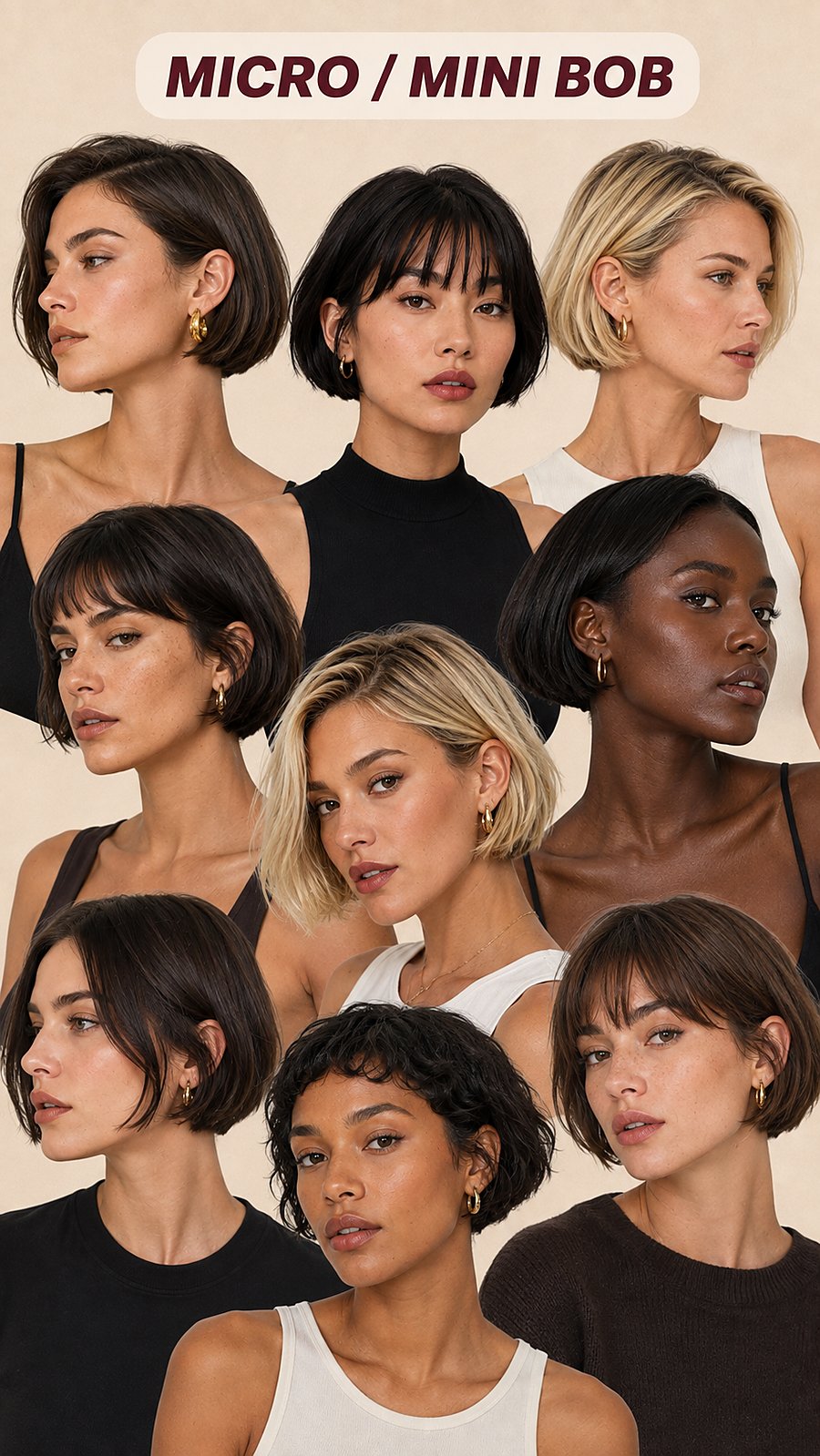 The micro / mini bob &mdash; reference board, Touch&eacute;e Organic Salon
