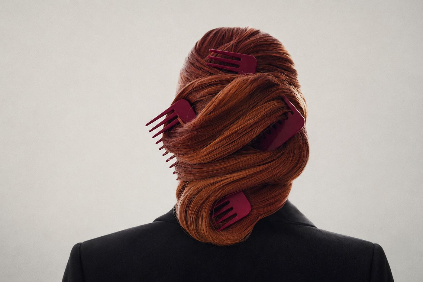 Combs set into an updo